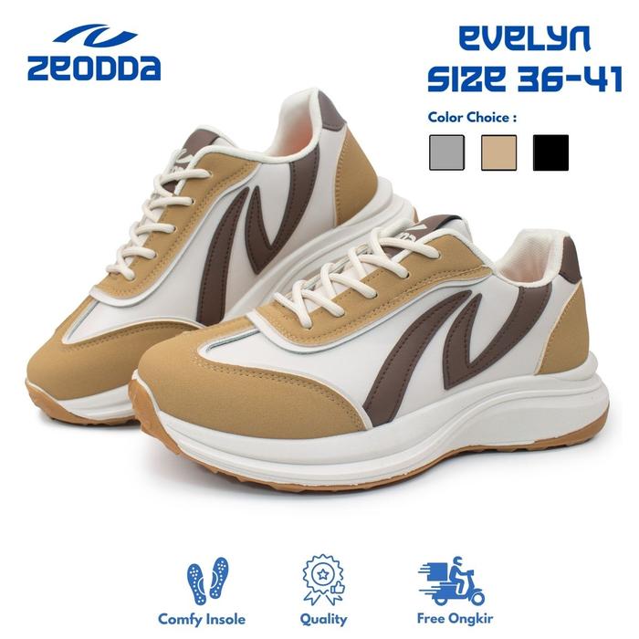 Gambar Zeodda Evelyn Sepatu Sneakers Wanita Shoes Black Casual Sport 1067 - Zeo Khaki, 36 dari Sepatu Zeodda Indonesia undefined Tokopedia