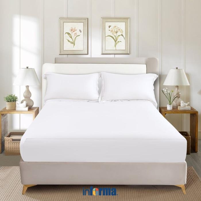 Gambar Go-Project Seprai Super 480 Tc Fitted White Tencel Lyocell Sprei Polos Seprai Aesthetic Seprei Sheet Set Bed Sheet Aksesoris Tempat Tidur Original High Quality - Queen dari Go Project undefined 4 Tokopedia