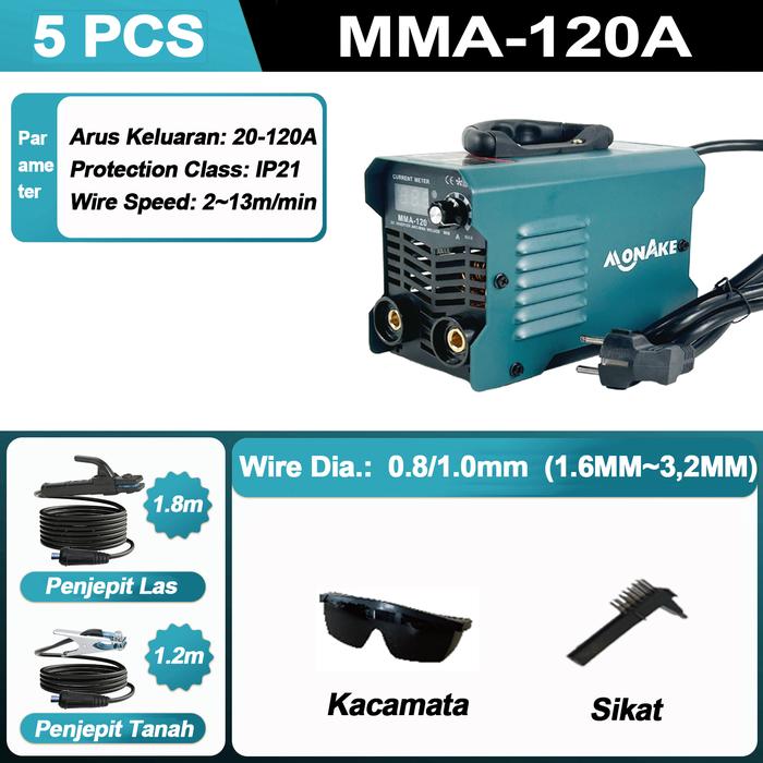 Gambar MONAKE Mesin Las Inverter Welding mesin las listrik 450 watt MMA 120A IGBT 450 watt mini Mesin Travo las MMA-120 - MMA-120A dari Monake Professional Store Kota Administrasi Jakarta Barat Tokopedia