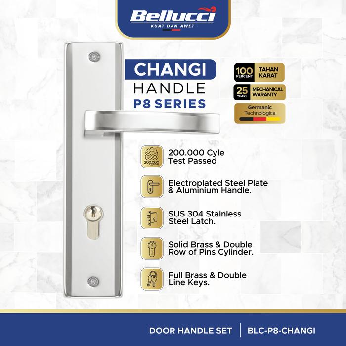 Gambar Bellucci Door Handle Set P8 Changi Gagang Pintu Satu Set Double Row Pin Cylinder Minimalis Modern Design - BLC-P8-CHANGI-NP dari ONASSIS BELLUCCI OFFICIAL Kota Tangerang Tokopedia