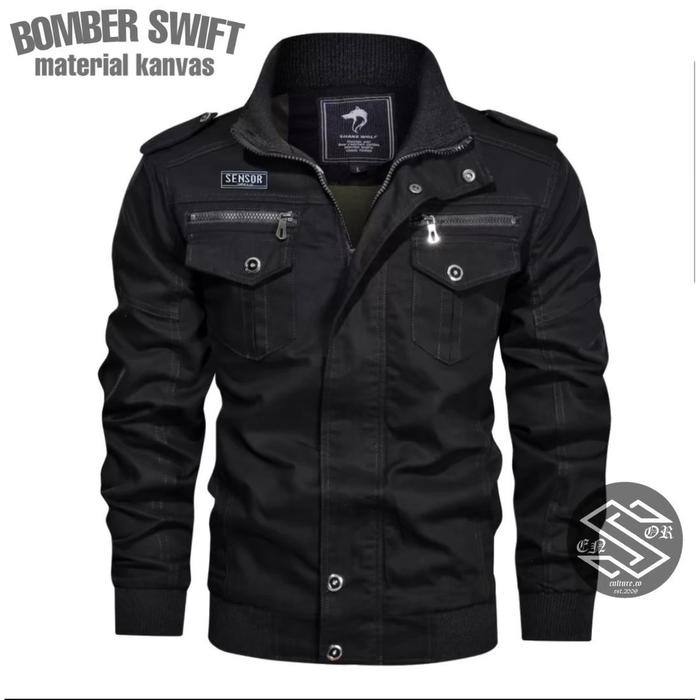 Gambar AKN Jaket Bomber Pria Sensor Aragon Tersedia 5 Warna - SWIFT HITAM, L dari RITA DEVI RAHMAWATI undefined Tokopedia