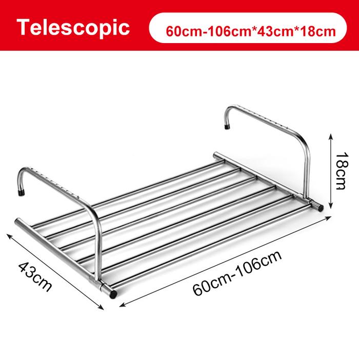 Gambar Jemuran Baju Balkon Stainless Steel Jemuran Balkon Apartemen Gantung Pakaian Stainless Rak Gantungan Jemuran Handuk Rak Serbaguna - 106x43x18cm dari ES Indonesia undefined Tokopedia
