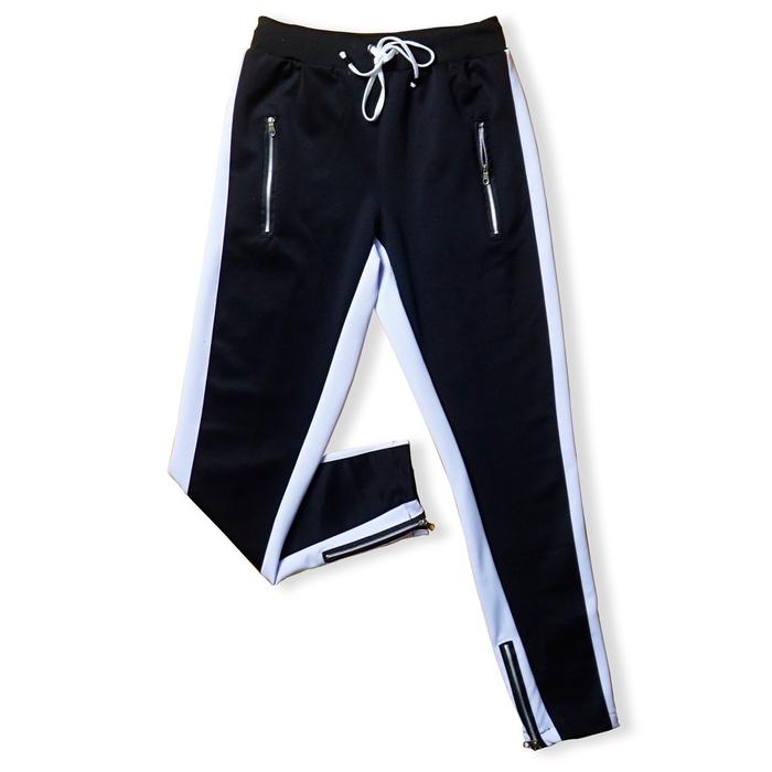 Gambar CELANA JOGER HYPEBEAST STREET WEAR LIST DOUBLE ZIPPER Pria Sport Jogger - hitam list putih, M dari dhonovacloth undefined Tokopedia