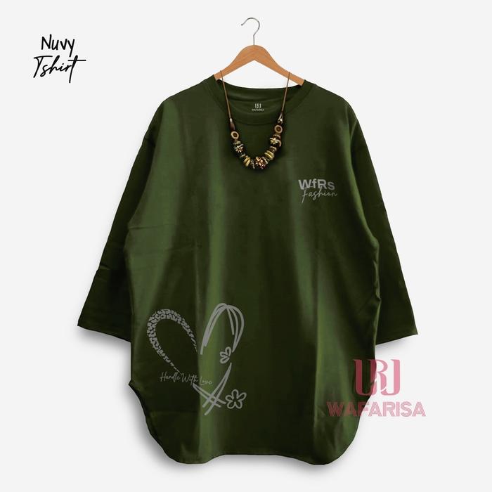 Gambar Kaos distro wanita lengan 3/4. Bahan halus adem tidak nerawang Oversize - Army, S dari DHEALOVA SHOP_NEW undefined Tokopedia