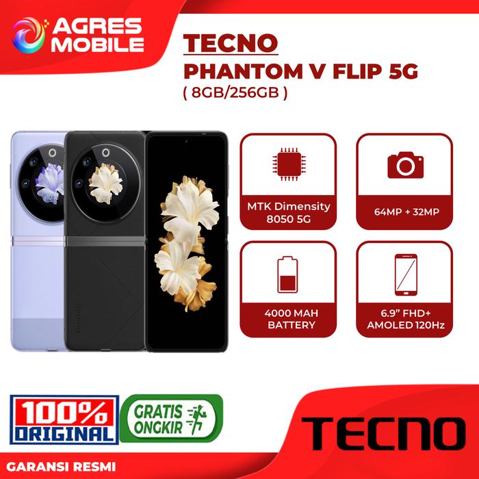 Gambar TECNO PHANTOM V FLIP 5G ( 8GB/256GB ) GARANSI RESMI - NON BUNDLE, MYSTIC DAWN dari AGRES MOBILE STORE undefined Tokopedia