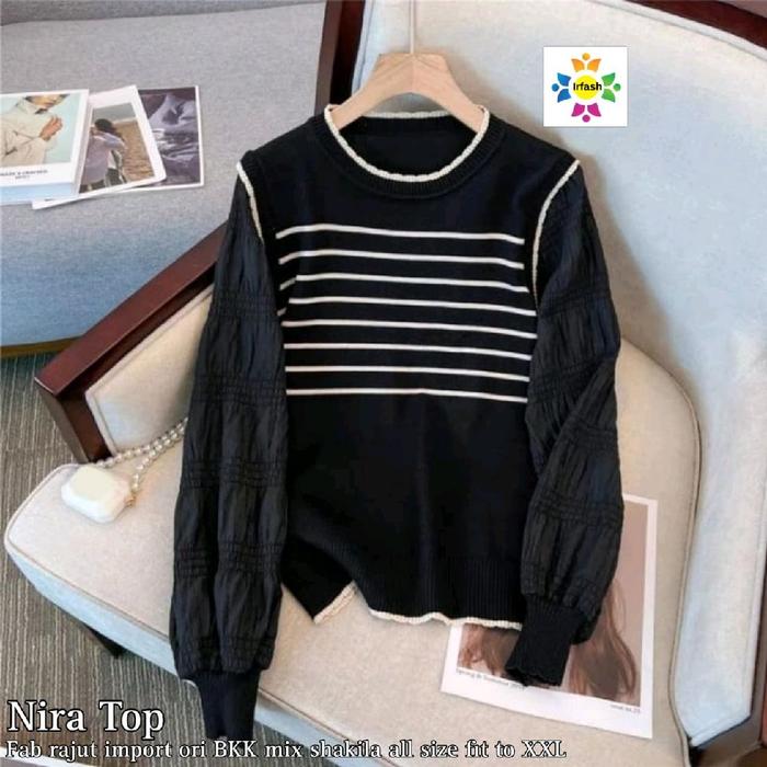 Gambar Nira top atasan blouse wanita dewasa rajut import bangkok - black dari IU OURS2 undefined Tokopedia