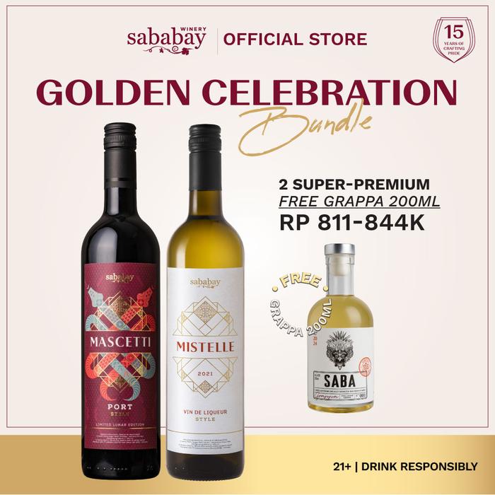 Gambar Sababay Wine GOLDEN CELEBRATION BUNDLE Free SABA Grappa 200ml - MASCETTI + MISTELLE dari Sababay Winery Official undefined Tokopedia