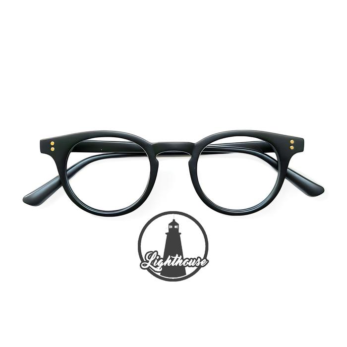 Gambar Kacamata minus baca bulat oversize James pria wanita lensa antiradiasi lh - Black Doff, Frame Saja dari kacakacamata undefined Tokopedia