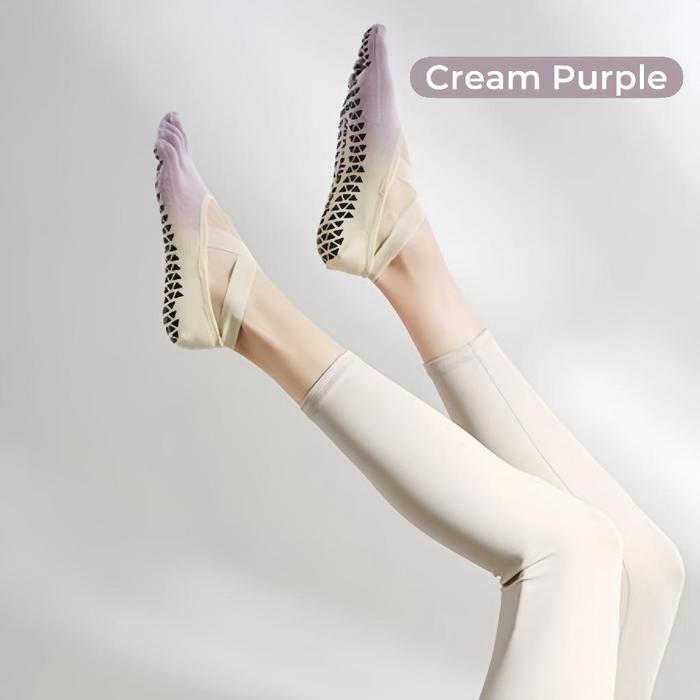 Gambar Lala.Active – Rere KAOS KAKI Yoga - Pilates Socks Premium Anti Slip - Cream Purple dari LALA ACTIVE undefined Tokopedia