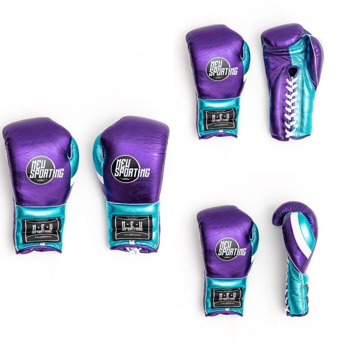 Gambar NEW SARUNG TINJU NEW SPORTING TRAINING GLOVES 2/B LACES BOXING GLOVES - Purple turquoise, 12 oz dari sukmaa1shooppaall undefined Tokopedia