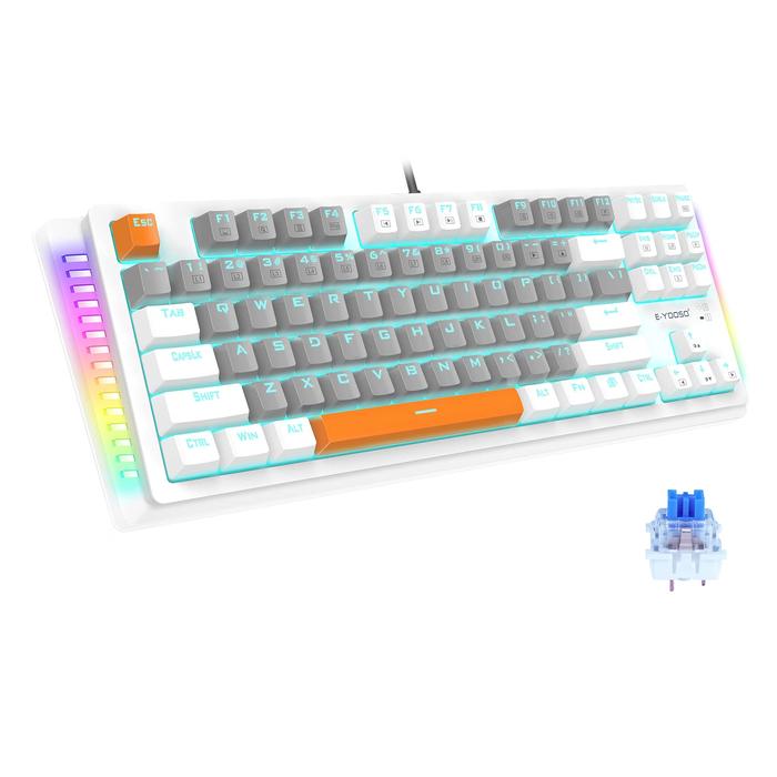 E-YOOSO / EYOOSO K620 87% TKL RGB Hotswap Mechanical Gaming Keyboard - Grey White, Brown Switch
