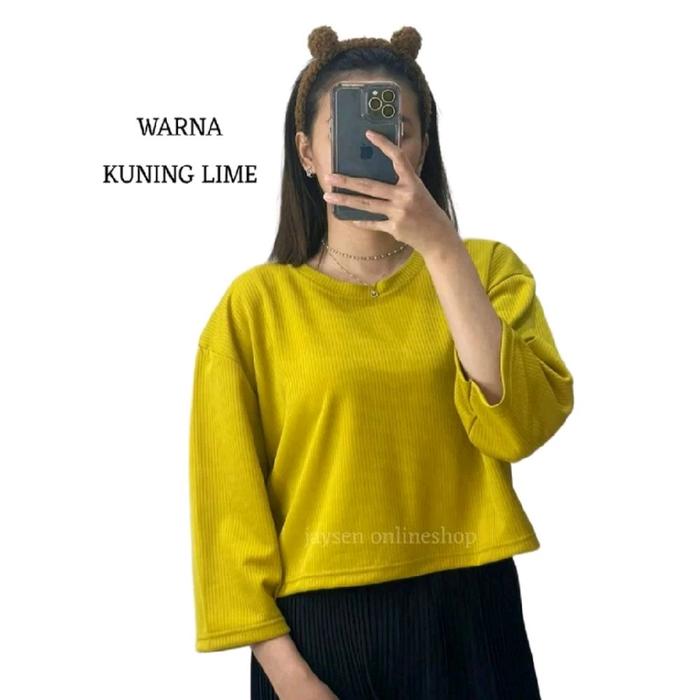 Gambar Croptop gemes ld 120cm lengan 7/8 bahan rib premiun kaos crop hijabfriendly Wanita Polos Oversize Baju Kaos Oblong Atasan Cewek Dewasa Katun Casual Nyaman Panjang Pendek Combed Basic Tangan Tee - kuning lime dari Jys.Fashion Store undefined Tokopedia