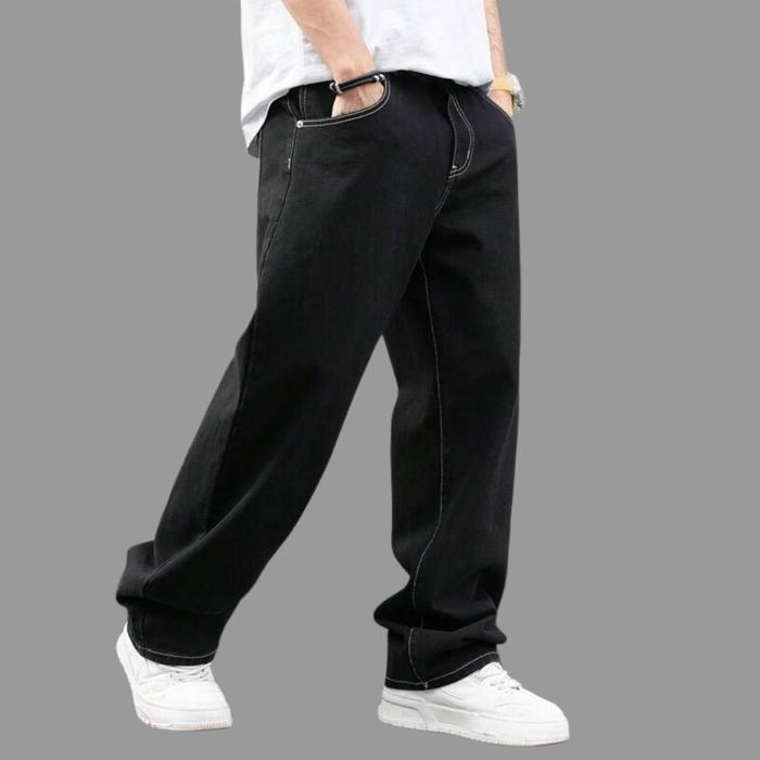 Gambar Celana Jeans Pria Panjang Standar Reguler Model Loose Korean Style Basic Denim Keren TROPHIS - BLACK, 27 dari TROPHIS.ID_NEW undefined Tokopedia