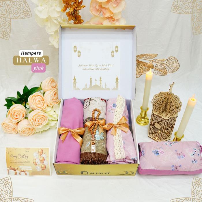 Gambar Hampers Halwa l Hampers Raya l Hampers Ramadhan l Kado Perpisahan l Gift Mukena Dan Sajadah - PINK, EID GOLD dari ALFAUZI COLLECTION undefined Tokopedia