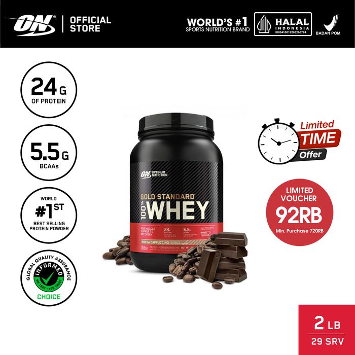 Gambar Optimum Nutrition Gold Standard 100% Whey Protein 2 lbs - Mocha Cappucino - Susu Protein / Powder / Suplemen / Gym / Muscle Protein - Mocha dari Optimum Nutrition Indonesia undefined Tokopedia