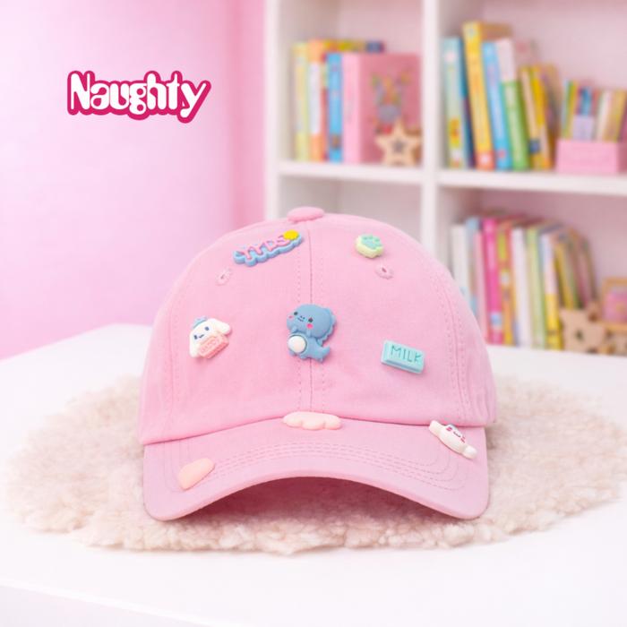 Gambar Topi Anak Baseball Cap T307 Naughty Accessories - DINO PINK dari Naughty undefined Tokopedia