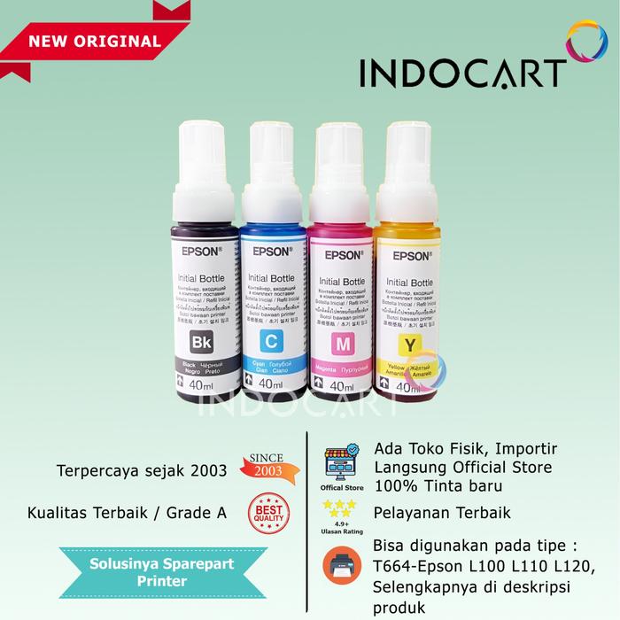 Gambar Tinta Original 664 Untuk Printer Epson L100 L110 L120 L210 L121 L200 L210 L220 - Ori Loose 40ml, Yellow dari IndoCart Store undefined Tokopedia