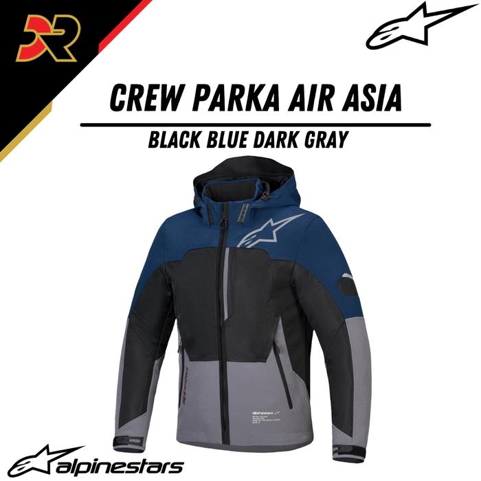 Gambar ALPINESTARS CREW PARKA AIR ASIA JACKET RIDING JAKET PARKA - Black Blue Dark Grey, M dari DeRide Official Shop undefined Tokopedia