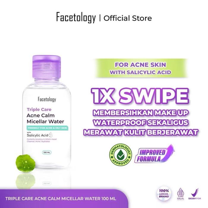 Gambar Facetology Triple Care Acne Calm Micellar Water 300ml and 100ml/Pembersih Make Up Remover Wajah - Acne M.Water 100ml dari Tokoserba serbu undefined Tokopedia