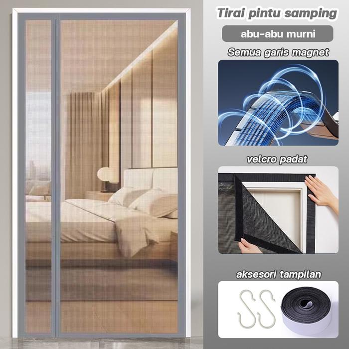 Gambar 【Memperkuat dan menebalkan】Pintu kawat geser sliding Anti nyamuk Pintu geser Bernapas dengan lubang Anti Tikus lipat Tidak perlu pengeboran Mudah dipasang Pintu Lipat PVC Folding Door Tirai Magnet - abu-abu murni 90cm*210cm dari Home Decorator_NEW undefined Tokopedia