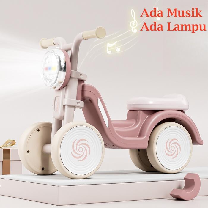 Gambar Baby Balance Bike Roda 4 Sepeda Keseimbangan Anak Mobil Mainan yang Bisa Dinaiki dengan Music Lampu - Pink+Lampu+Music dari TOKMON undefined Tokopedia