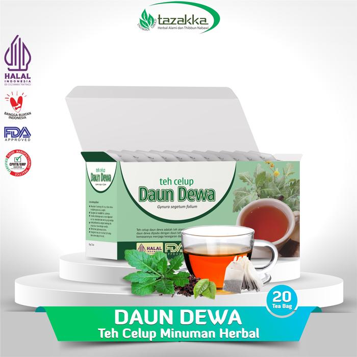 Gambar Tazakka Teh Daun Dewa Kering Isi 20 Kantung Celup Tea Bag Minuman Kesehatan Herbal Pelancar Darah Obat Stroke Ringan Paling Ampuh Air Cup dari Herbal Tazakka Store undefined Tokopedia