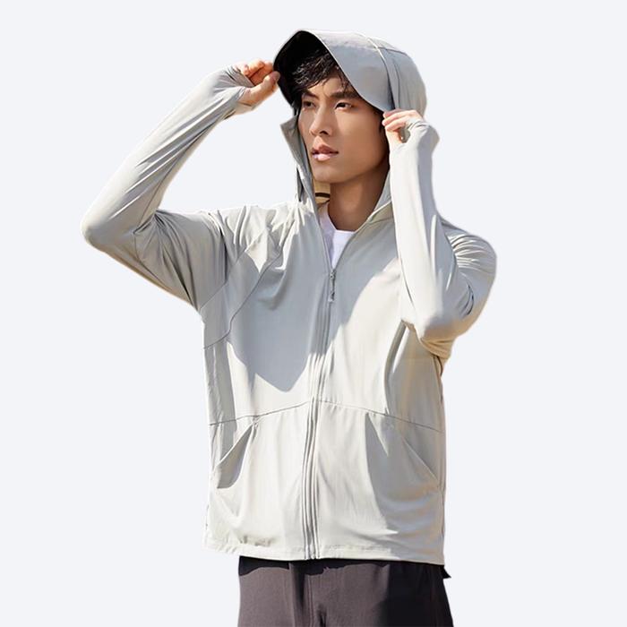 Gambar KKTOP Jaket Hoodie Pria Anti-UV UPF50+ Sensasi Dingin, Bernapas, Cepat Kering, Anti Bau, Topi Lebar, 360° Outdoor(M002) - Gray, M dari KKTOP undefined Tokopedia