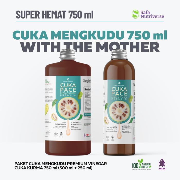 Gambar Cuka Mengkudu Premium with The Mother Organik 100% Murni 750ml 1 Liter Dengan Inang Cuka atasi batu gnjl - 750 ml [250ml+500ml] dari Lemonify Safa Nutriverse undefined Tokopedia