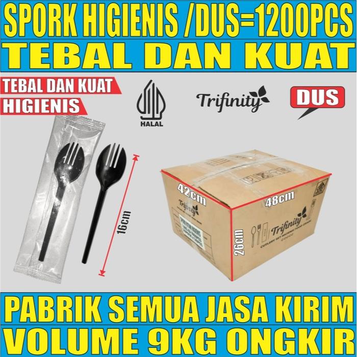 Gambar Spork Higienis Besar Tebal 3,3gr Kuat Steril Bungkus Bening / Putih / Hitam Plastik Dus JSK - Steril Hitam dari Triguna Jaya Sentosa Trifinity undefined Tokopedia