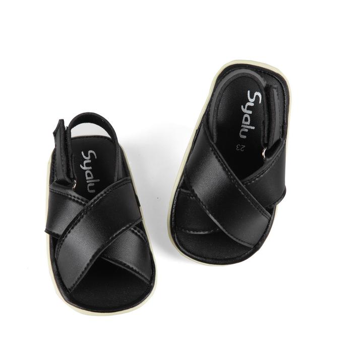 Gambar Syalu sandal anak 1-2 tahun bunyi model terbaru silang SL25 Bayi Kaki - HITAM, 22 dari syalu undefined Tokopedia