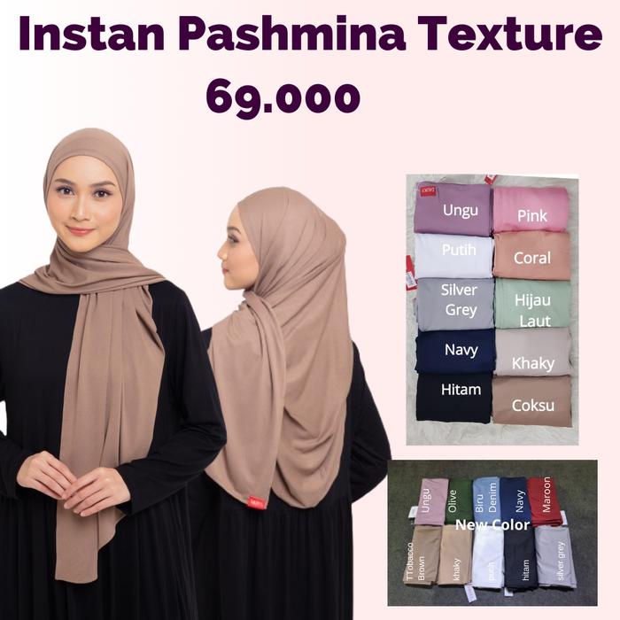 Gambar Dauky Pashmina Instan Texture tanpa jarum Pentul Kerudung Jilbab Muslim Hitam bergo instan non pet - coksu dari elzatta jakarta undefined Tokopedia
