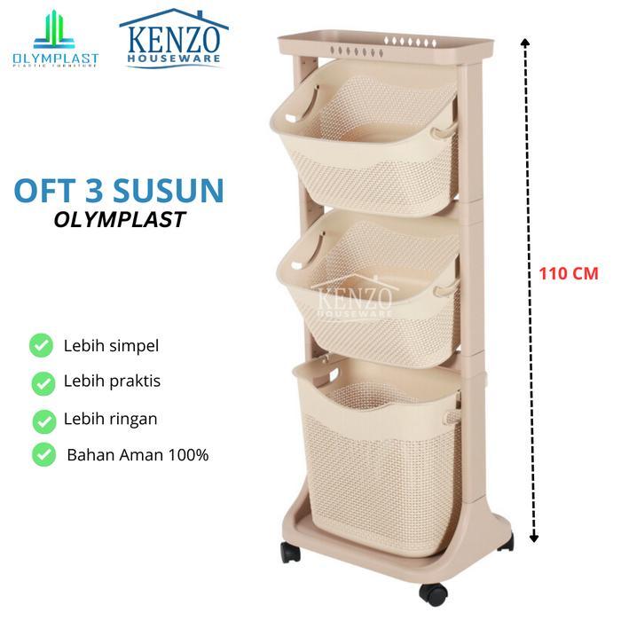 Gambar RAK TROLLEY 3 SUSUN RODA LAUNDRY KERANJANG BASKET PLASTIK BAJU PAKAIAN - OFT CREAM dari marsadi undefined 5 Tokopedia