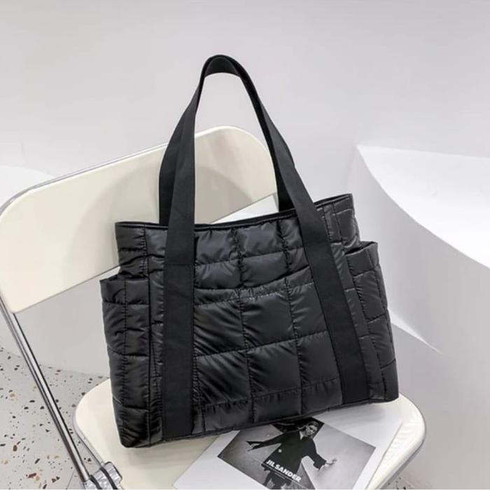 Gambar EL-FAZA | Tas Bahu Wanita Stylish Tote Bag Metallic Puffer Bag Tas Kuliah Kantor - HITAM dari El-Faza undefined Tokopedia