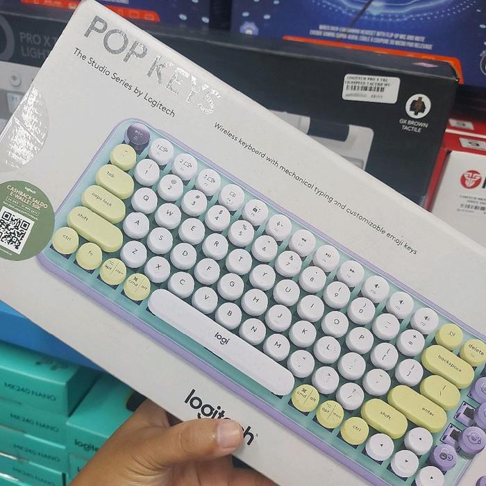 Gambar Logitech POP Keys Bluetooth Wireless Mechanical Keyboard Compact Size Computer - Daydream Mint dari Click & Go Tokopedia undefined Tokopedia