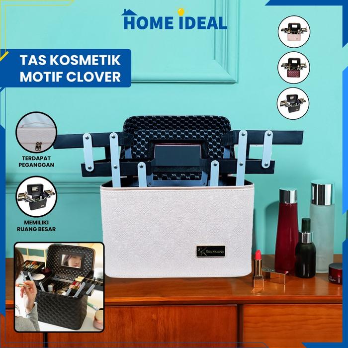Jual Box Makeup Kosmetik Motif Clover Beauty Case Serbaguna