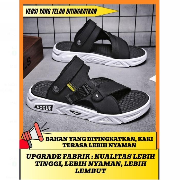 Gambar 【COD】 - Sandal Pria Gunung - Sendal Kulit Trendy - Sandal Outdoor - Sandal Casual Cowok Terkini - Sendal Karet Empuk - Sandal Pria Simple - Hitam Ditingkatkan, 39 dari LIDA Sandal Shop undefined Tokopedia