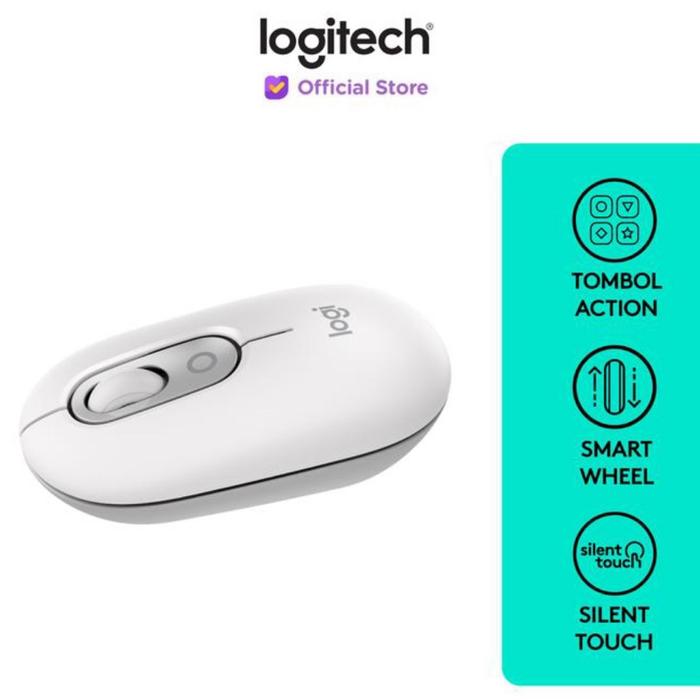 Gambar Logitech POP ICON Mouse Wireless Bluetooth Silent Mouse Tanpa Kabel yang dapat diprogram , Klik Hening dan Easy Switch - OFF WHITE dari Click & Go Tokopedia undefined Tokopedia