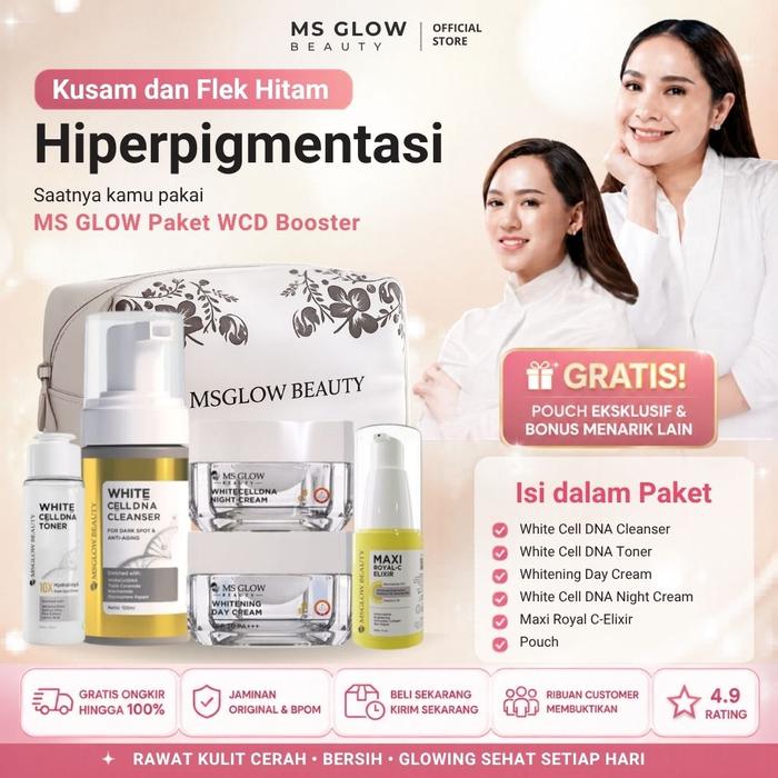 Gambar MS GLOW Whitecell DNA WCD Paket Skincare Menghilangkan Flek Hitam Mencerahkan Wajah Glowing Pembersih Komedo Memudarkan Garis Halus di Wajah Kusam Memutihkan - PKT WCD+ELIXIR NEW dari Biliva Beauty Store Kota Surabaya Tokopedia