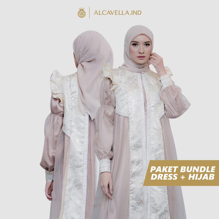 Gambar Alcavella - Marwaa Sethijab Series | Gamis Gaun Wanita Muslim Elegan Premium - Mocca + Hijab, XXL dari Alcavella undefined Tokopedia