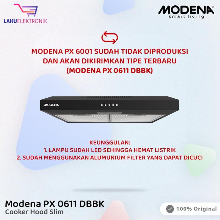 Gambar Cooker Hood MODENA PX 6001 - Slim Hood Modena - PX 0611 DBBK dari Laku Elektronik undefined Tokopedia