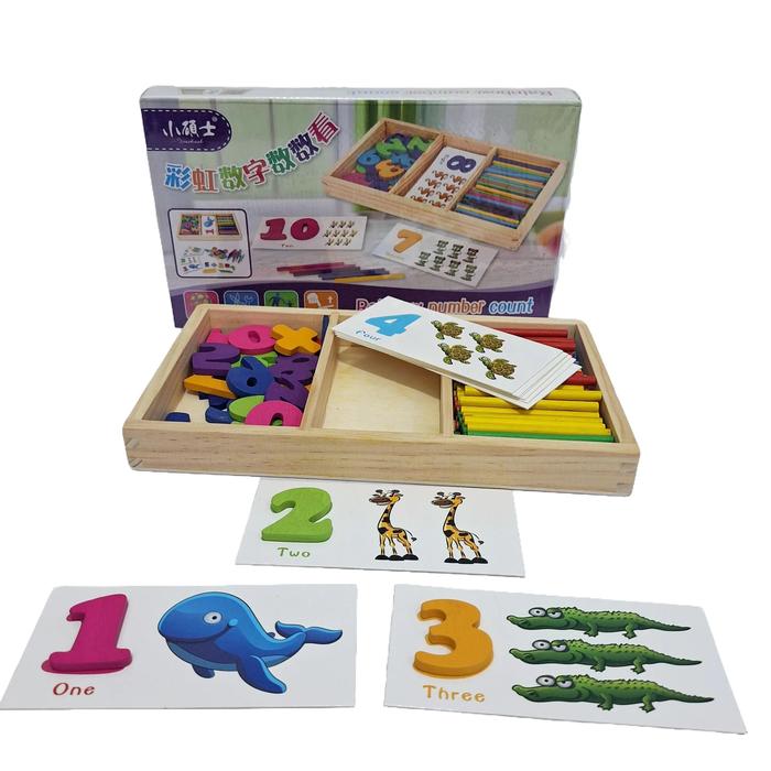 Gambar [capt] Mainan Edukatif Anak Kotak Balok Stik Kartu Pintar Kayu Belajar Berhitung - Wooden Toys Of Digits To Look At dari captain edutoys undefined Tokopedia