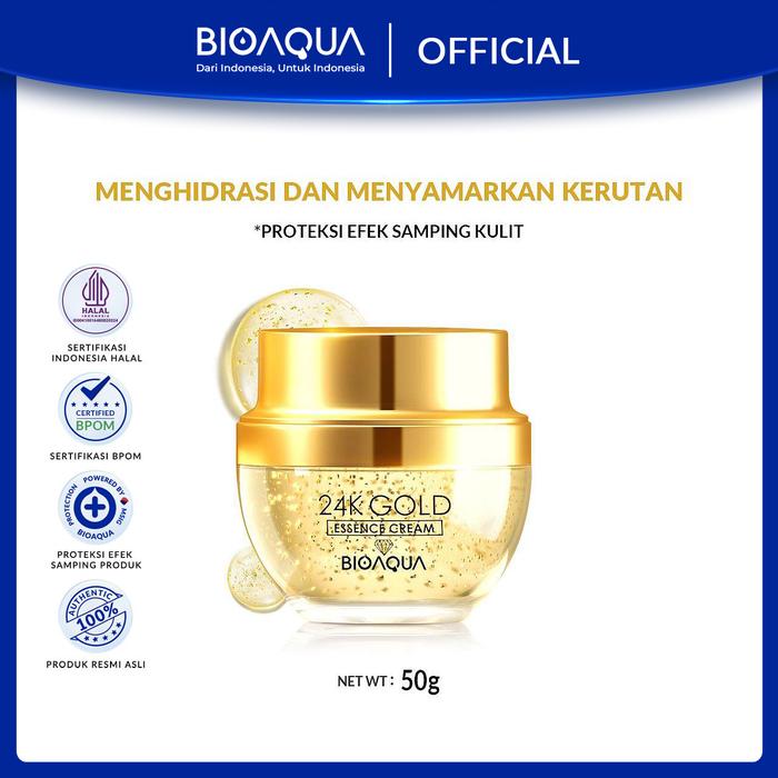 Gambar 【BPOM】BIOAQUA 24k Gold Skin Care face serum Cream wajah mencerahkan moisturize bright and glow all in one Moisturizer - 24K-Gold Essence Cream 50g dari BIOAQUA Official Store undefined Tokopedia