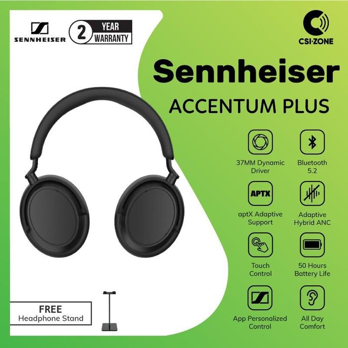 Gambar Sennheiser ACCENTUM Plus Wireless Dynamic Driver Bluetooth Headphone - Black dari CSI-ZONE undefined Tokopedia
