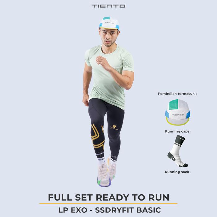 Gambar Tiento Pakaian Olahraga Running Jersey Legging Long Lari Sport Plus Socks & Running Cap Anniversary Special Bundling - MEN, XXL dari TIENTO INDONESIA undefined Tokopedia