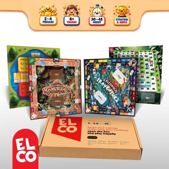Gambar Elco - Elcopolis 4in1 Set Elcopolis, Ludo & Ular Tangga (Mainan Boardgame Internasional & Nusantara Lengkap Bahasa Indonesia) - Trav,elsa,Ludo,Ulta dari Hi Elco Kota Surabaya Tokopedia