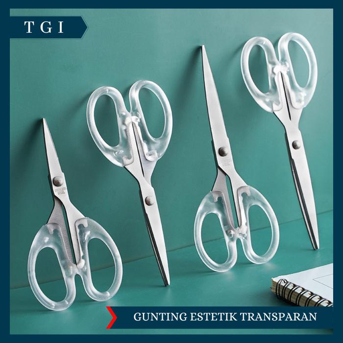 Gambar TGI - GUNTING ESTETIK TRANSPARAN PERLENGKAPAN KANTOR SEKOLAH PEMOTONG KERTAS TALI DLL dari TOKO GROSIR INDONESIA undefined Tokopedia