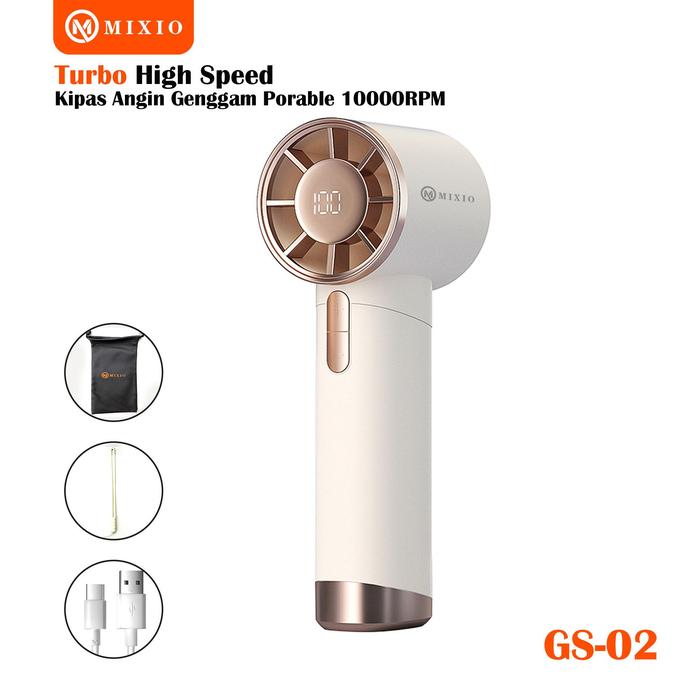 Gambar MIXIO GS-02 Kipas Angin Turbo Portable Handheld Rechargeable Mini Fan (High Speed 10000RPM) - Beige dari MIXIO Audio undefined Tokopedia