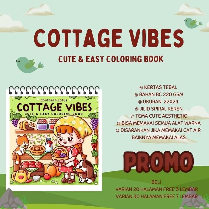 Gambar Cottage Vibes Cute And Easy Coloring Book Southern Lotus Buku Mewarnai Anak Dewasa Aesthetic Kertas Super Tebal - 20 Halaman Bonus 3 Halaman, 220gsm ( SANGAT TEBAL ) dari Surrexit.id undefined Tokopedia