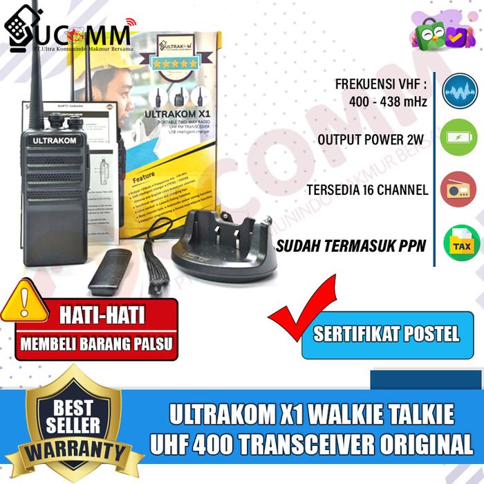 Gambar Ultrakom X1 Uhf Transceiver Ht 16 Channel Uhf Baofeng BF 888S WLN KD C1 Walkietalkie - TANPA EARPHONE dari Ucomm.ID Official Store undefined Tokopedia