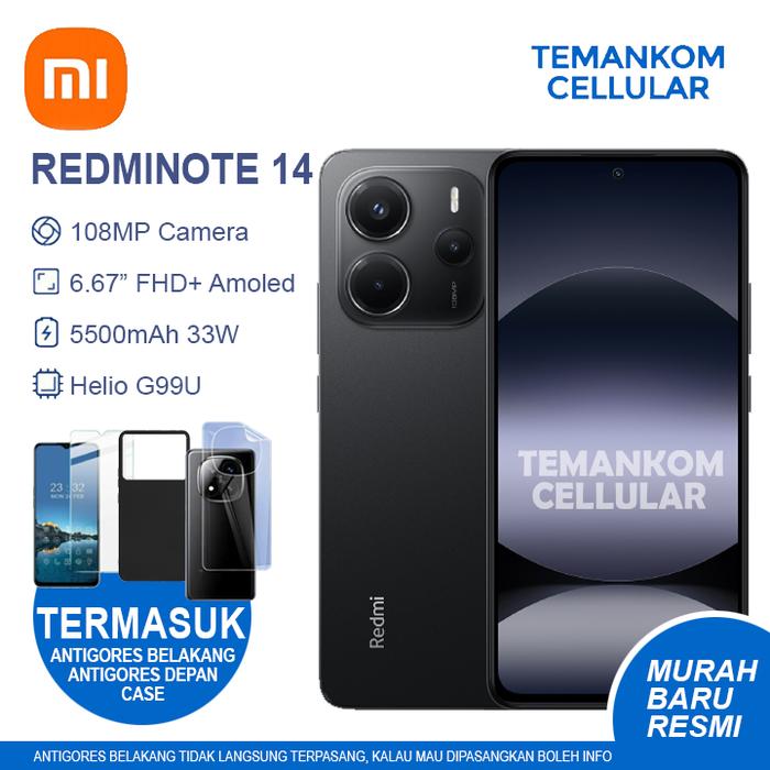 Gambar Xiaomi Redmi Note 14 BARU 16GB RAM redminote 14 8/128 8+8 Extend RAM 8GB 128GB penerus Redmi Note 13 Garansi Resmi - Hitam+Hydro dari Temankom undefined Tokopedia